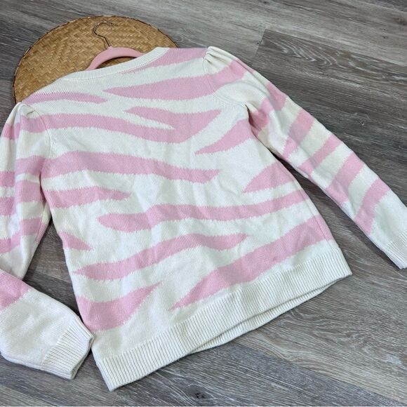 MILLY zebra intarsia sweater blush pink - Picture 4 of 7